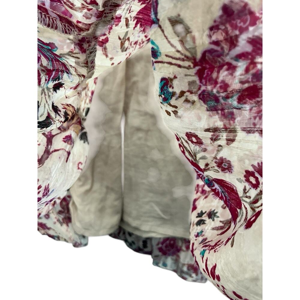 Free People Boho Floral Tiered Mini Dress Smocked Long Sleeve Ruffle V Neck XS - Picture 10 of 15